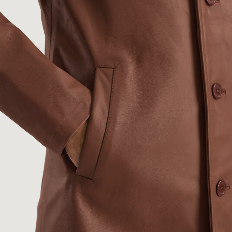 Mens Urban Slate Brown Leather Coat Close-Up-9-1701087539840